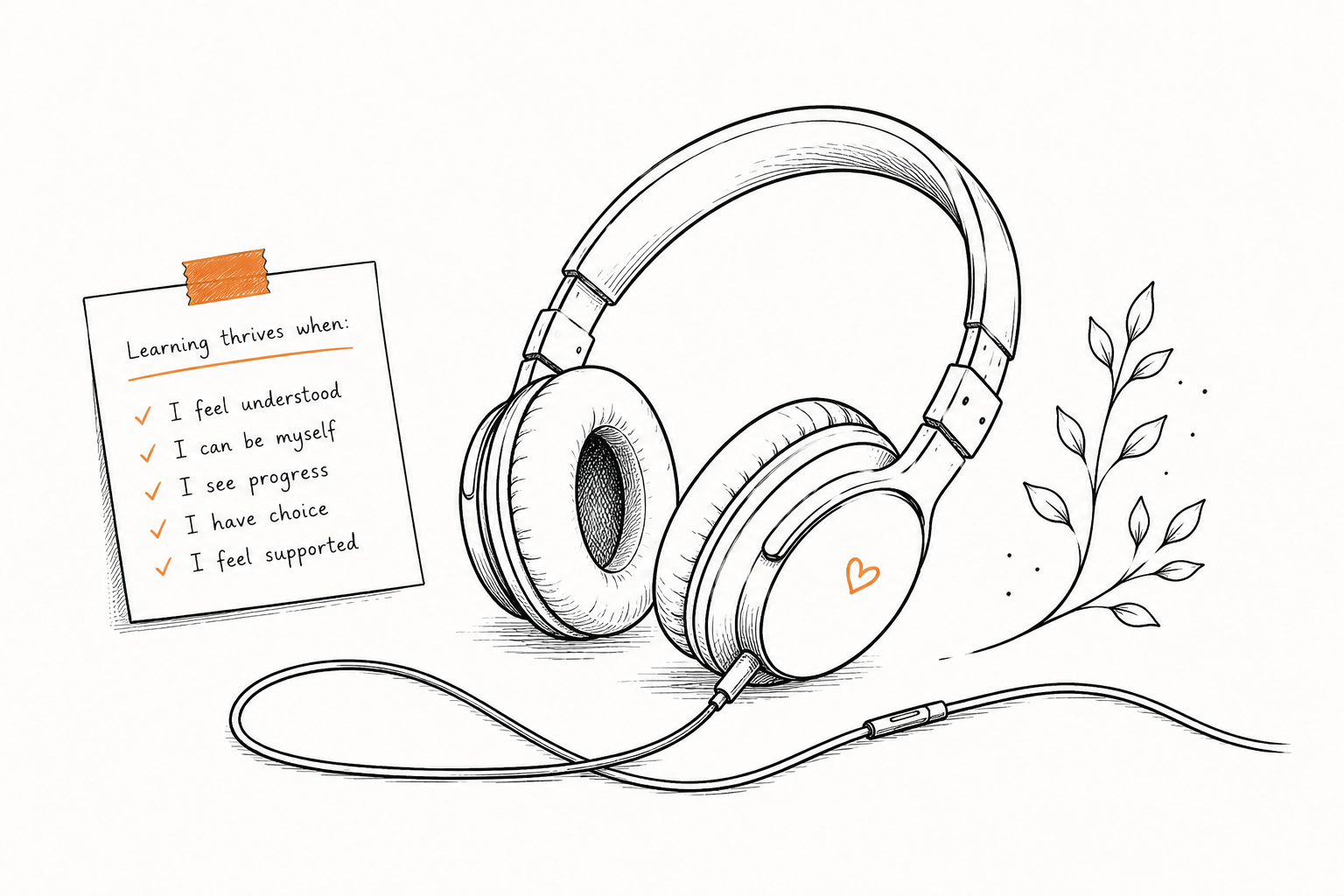 Headphones line drawing