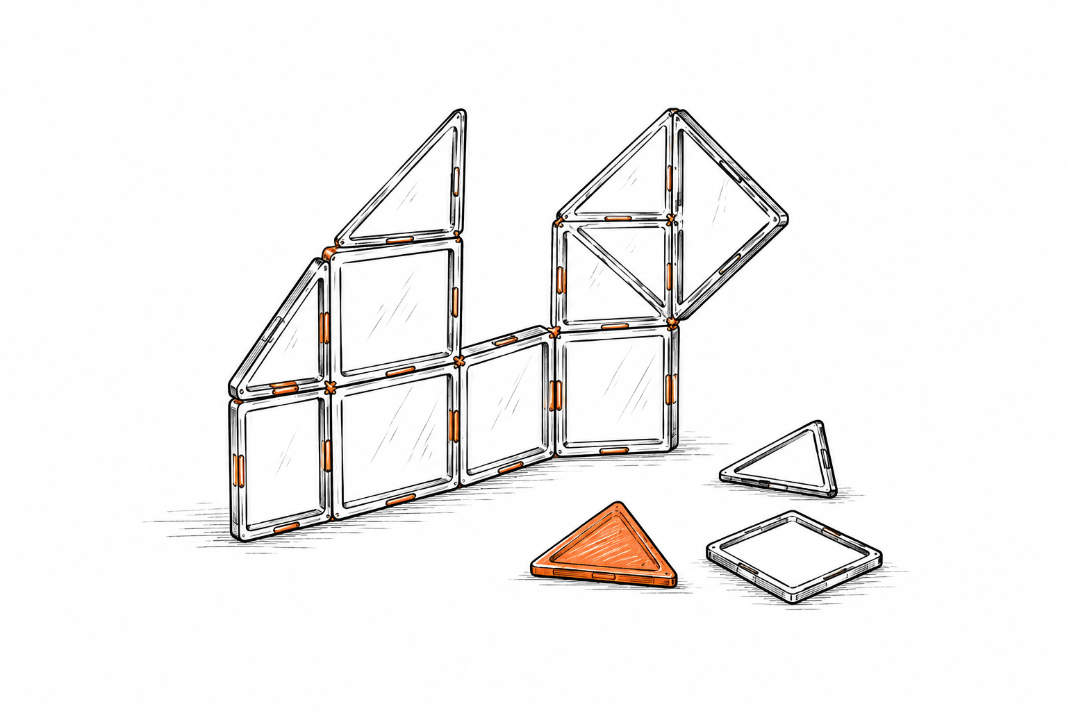 Magnetic tiles line drawing