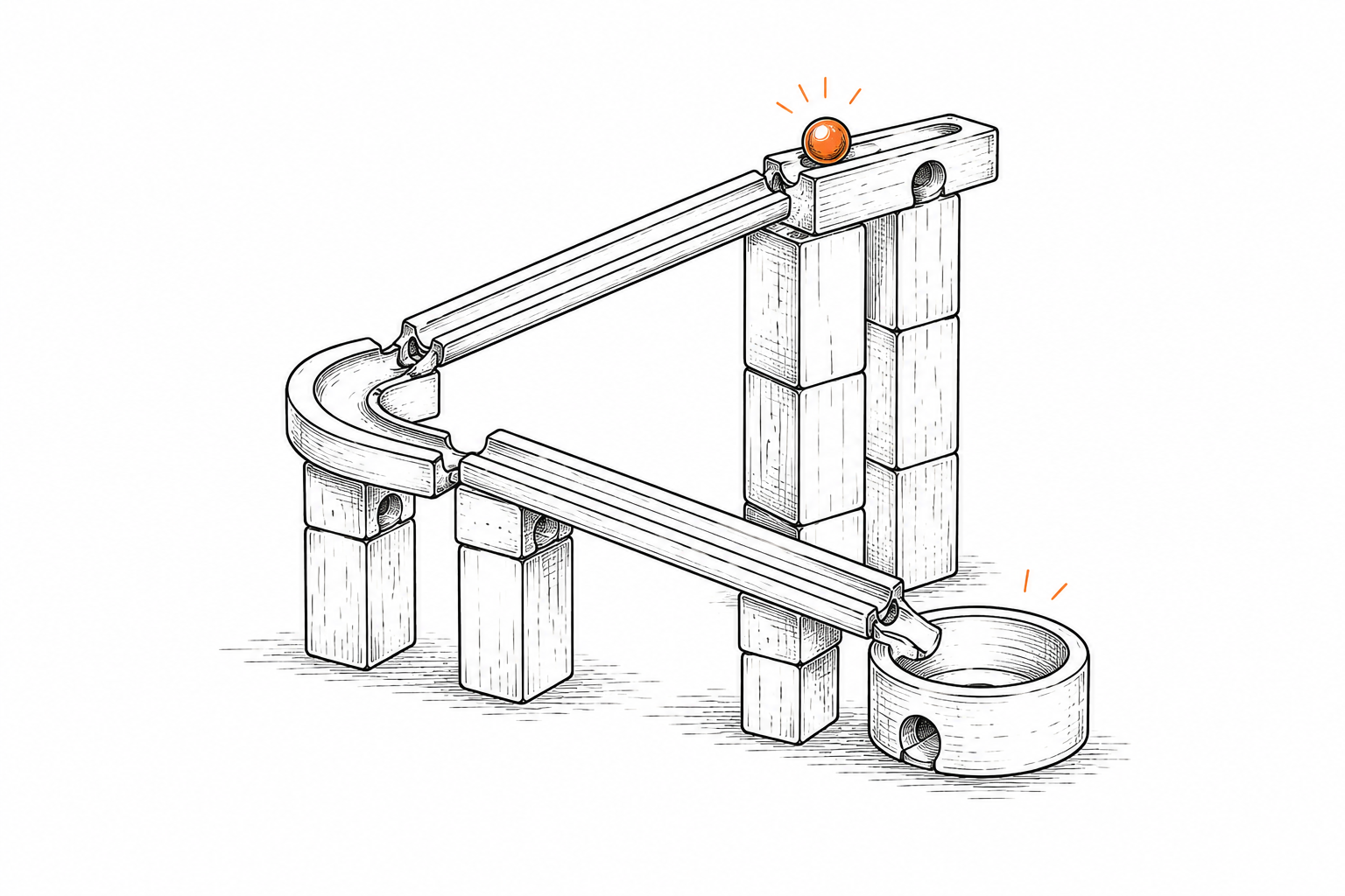 Marble run line drawing