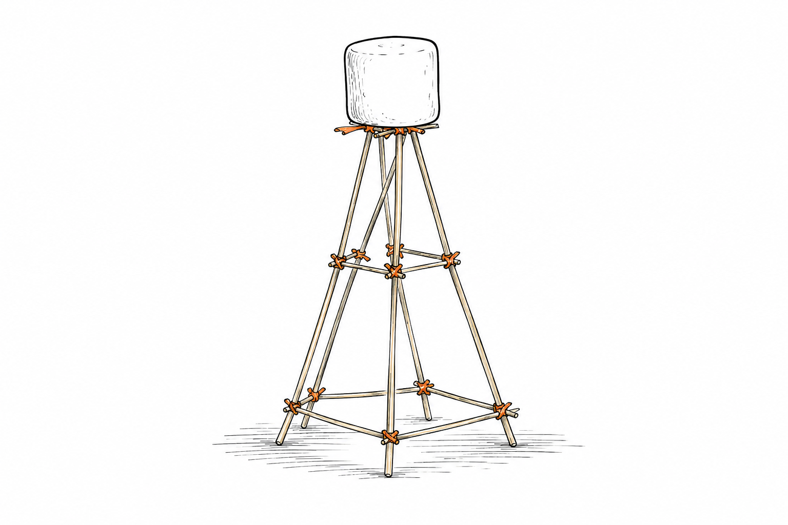 Marshmallow tower line drawing